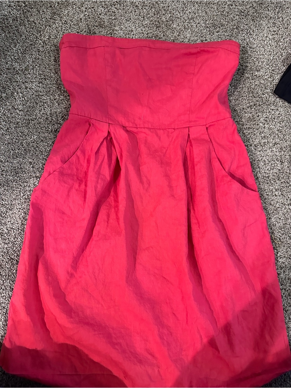 Theory Strapless Hot Pink Pleated Cocktail Dress